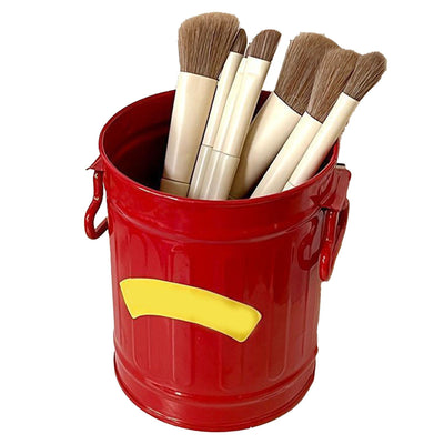Pen Holder Metal Large Capacity Cute Practical Office Desk Pencil Holder for Study Classroom Red Free Size