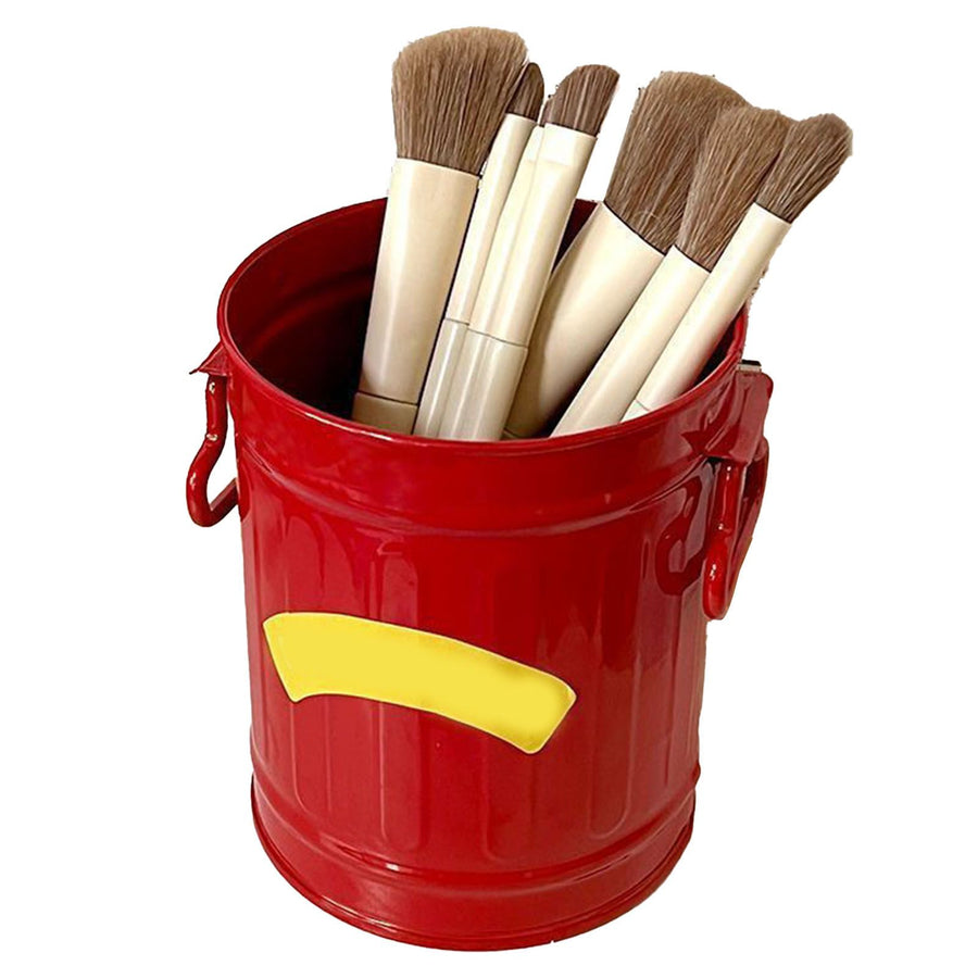 Pen Holder Metal Large Capacity Cute Practical Office Desk Pencil Holder for Study Classroom Red Free Size