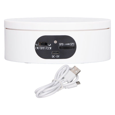 Rotating Display Stand 5.5lb Load Capacity 360 Degree Photography Turntable Plug in Battery Knob Speed Control White 12cm/4.7in