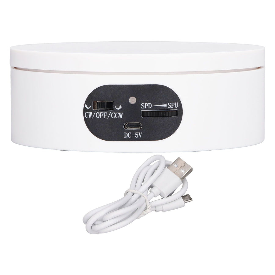 Rotating Display Stand 5.5lb Load Capacity 360 Degree Photography Turntable Plug in Battery Knob Speed Control White 12cm/4.7in