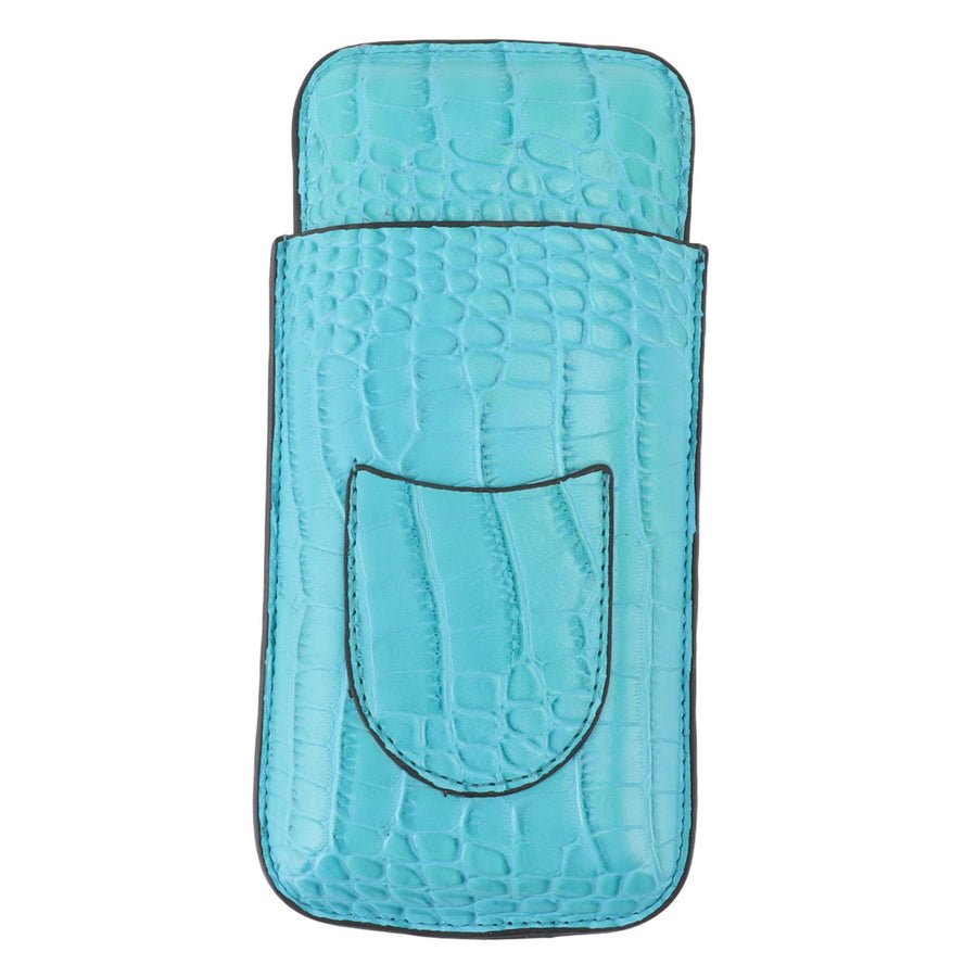 3 Finger Cigar Holder Frosted Finish Portable 3 Finger Leather Cigar Case for Travelling Hiking Light Blue