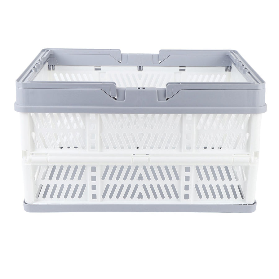 Collapsible Baskets with Handles PP Waterproof Collapsible Storage Crates for Home Kitchen Bedroom Office White Large Size