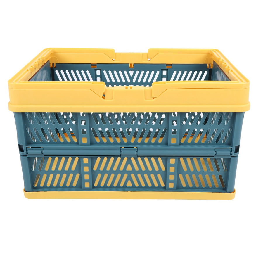 Collapsible Baskets with Handles PP Waterproof Collapsible Storage Crates for Home Kitchen Bedroom Office Yellow Green Large Size