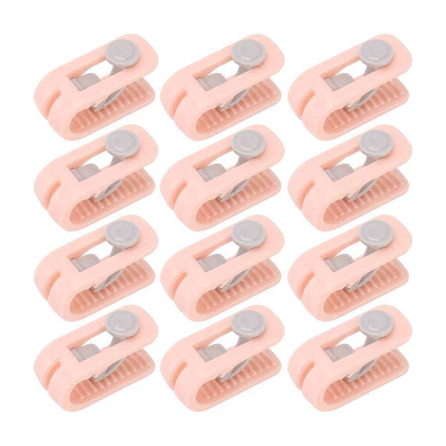 12pcs Bed Sheet Clips Prevent Slip Needleless Safe 180 Degree Closure Universal Quilt Cover Fastener for Home Pink