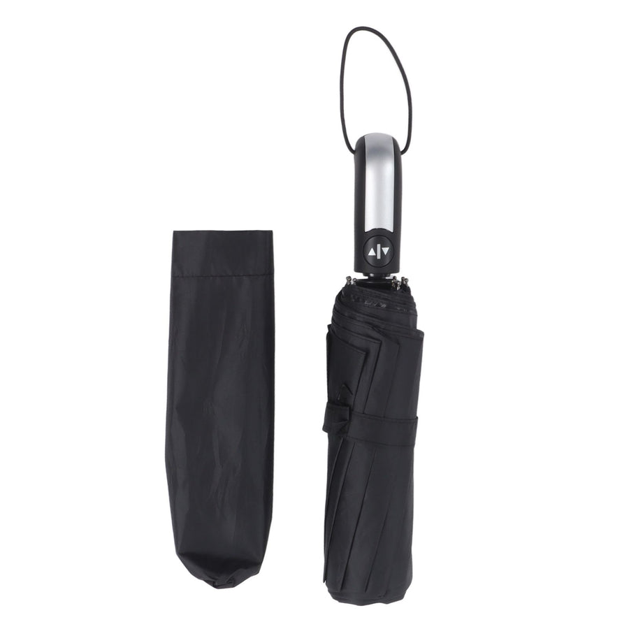 Automatic Umbrella Windproof Comfortable Grip Portable Folding Umbrella for Rain and Sun Black