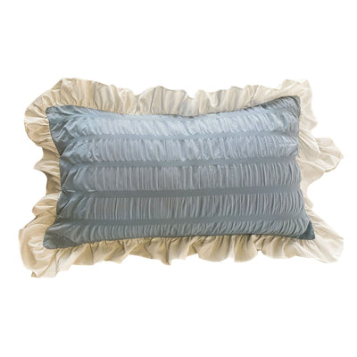 Ruffles Pillow Covers for Student Pure Color Breathable Lovely Pillow Cases for Dormitory Bedroom Blue 48x74cm/18.9x29.1in