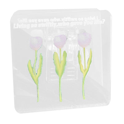 Double Sided Photo Clip Acrylic Tulip Pattern Multifunctional Transparent Paper Clamp for Organization Light Pink