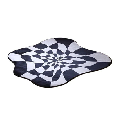 Carpet Comfortable Soft Color Blocking Bedside Creative Irregular Rug for Bedroom Living Room Balcony White and Black 100x100cm/39.37x39.37in