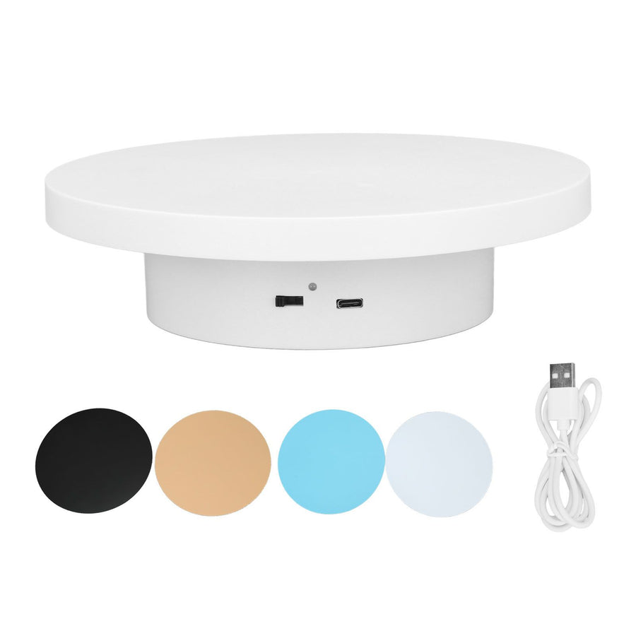 White Automatic 360° Rotating Display Turntable 3KG Load Bearing Electric Display Turntable Stand for Shop Diameter 15cm/6in