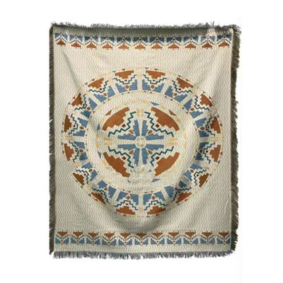 Vintage Sofa Towel Tablecloth Double Layer 2 Colors 4 Sided Tassels Rectangle Tassel Tablecloth for Picnic 35.4 X 59.1in