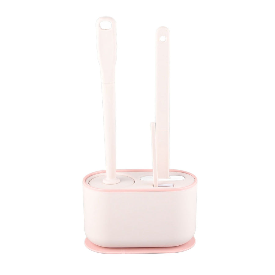 Long Handle Toilet Brush Set Deep Cleansing Multifunctional Hanging Toilet Brush Set for Bathroom Sakura Pink