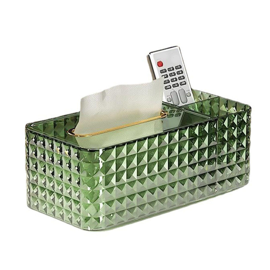 Tissue Storage Box Rhombus Texture Side Partition Towel Napkin Container Case Transparent Green