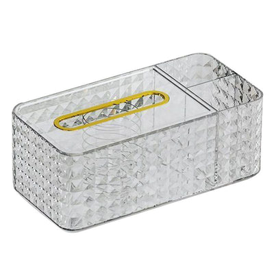 Tissue Storage Box Rhombus Texture Side Partition Towel Napkin Container Case Transparent White