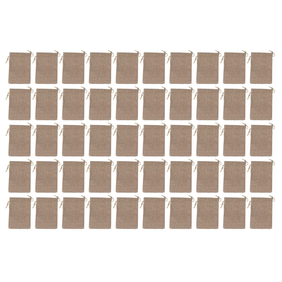 50PCS Burlap Gift Bags with Drawstring Linen Jewelry Pouches Wedding Hessian Jute Bags for Party DIY Craft