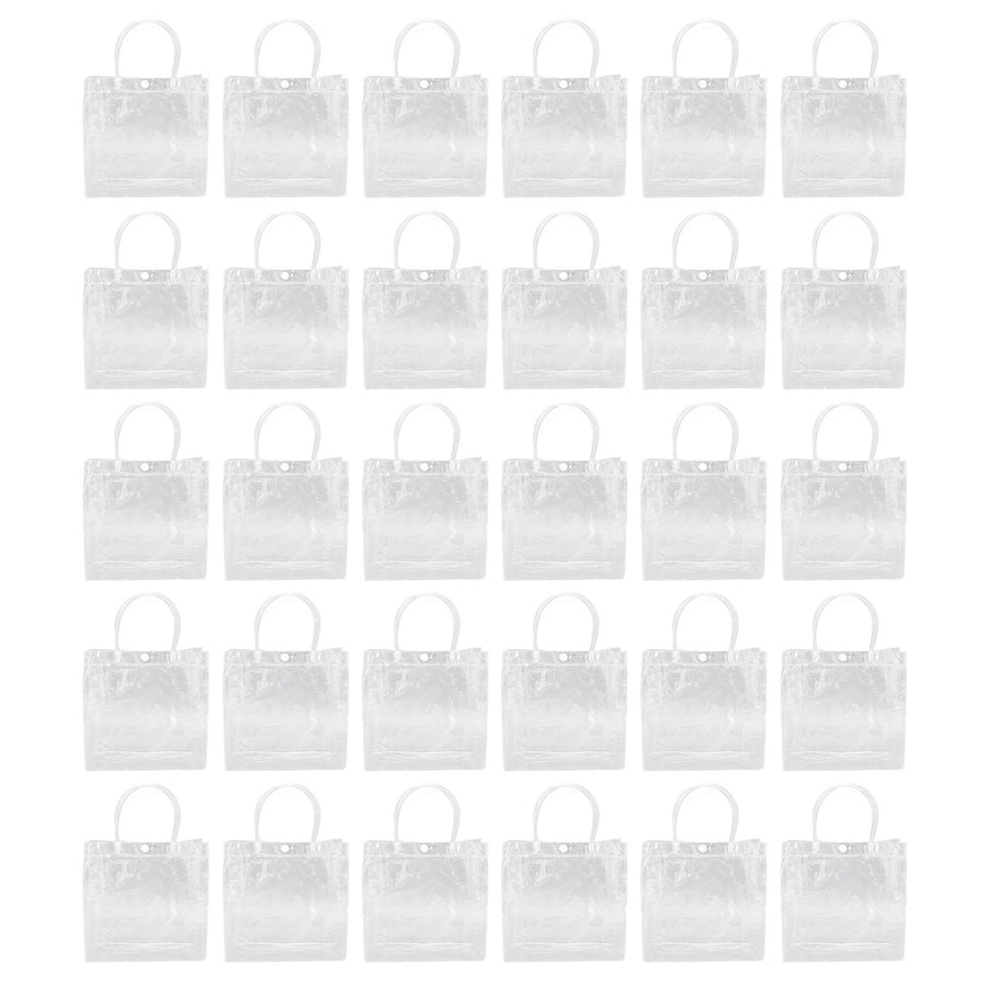 30Pcs Clear PVC Plastic Gift Bags with Handles Reusable Plastic Gift Wrap Tote Bags for Shopping Retail Goodies Business Boutique Wedding Birthday Party 20x20x8cm