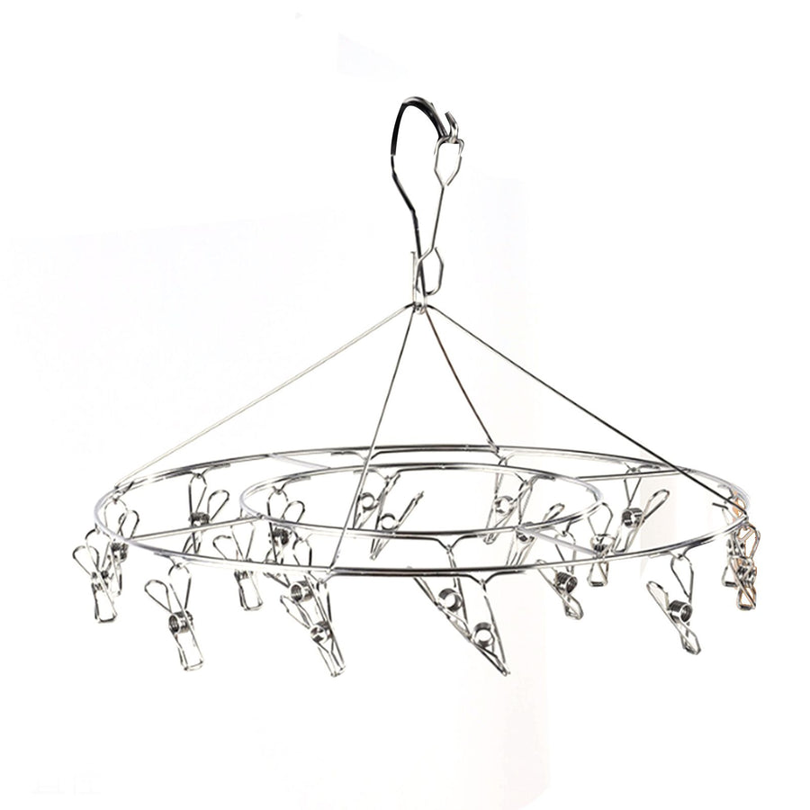 Clothes Drying Hanger Stainless Steel Multi Clip Laundry Drip Hanging Rack for Underwear Socks Hat No Loop Round
