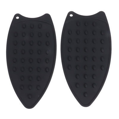 2Pcs Silicone Iron Rest Pad Durable Impact Resistant Heat Resistant Iron Mat for Ironing Boards Irons Black