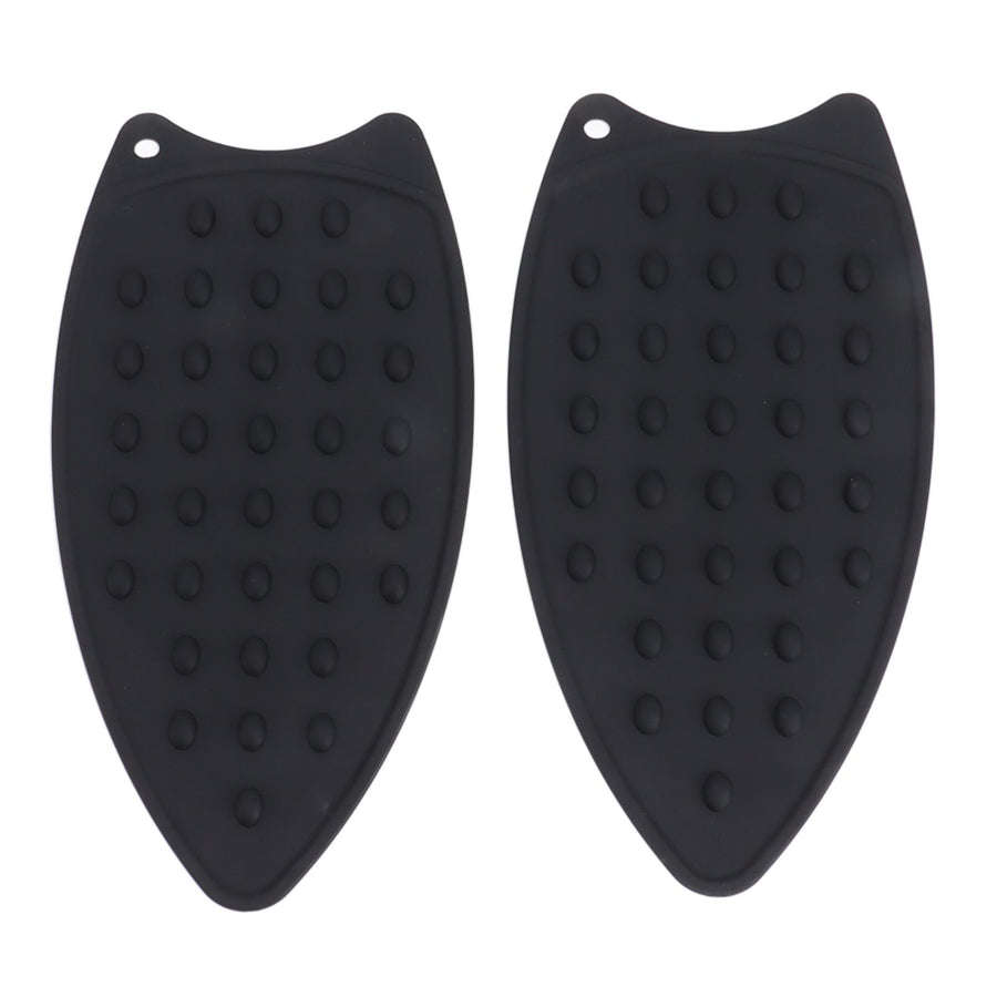 2Pcs Silicone Iron Rest Pad Durable Impact Resistant Heat Resistant Iron Mat for Ironing Boards Irons Black