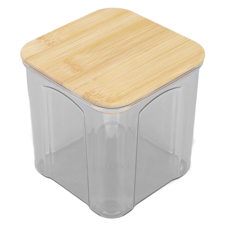 Airtight Food Storage Container Clear Food Storage Jar with Bamboo Lid for Noodles Flour Cereal Rice Tea Coffee Beans 900ml 10.7x11cm / 4.2x4.3in
