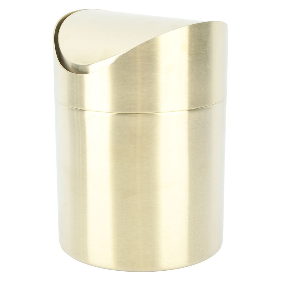 Desktop Trash Can 304 Stainless Steel Fingerprint Proof Compact Space Saving Mini Countertop Trash Can for Office Gold