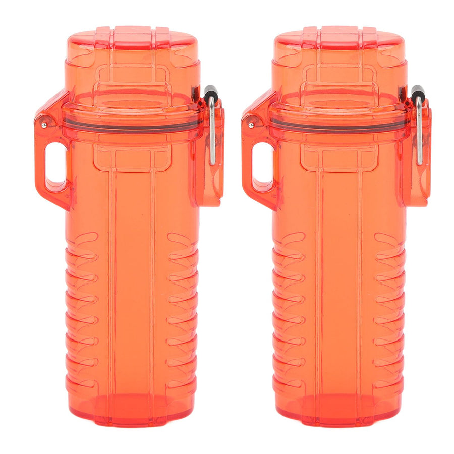 2Pcs Lighter Case Waterproof Lighter Storage Container Plastic for Outdoor Camping Hiking Transparent Red