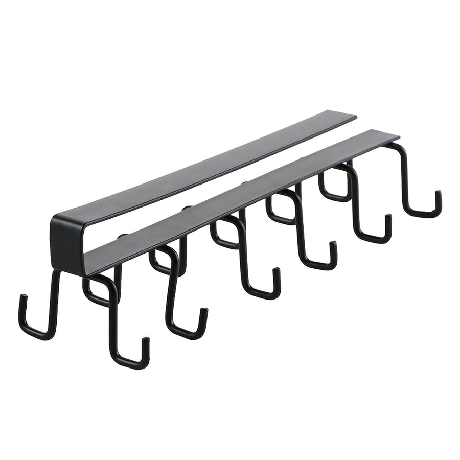 Kitchen Utensil Holder Hanger Iron Double Row Hook Spoon Shovel Shelving for Restaurant Black