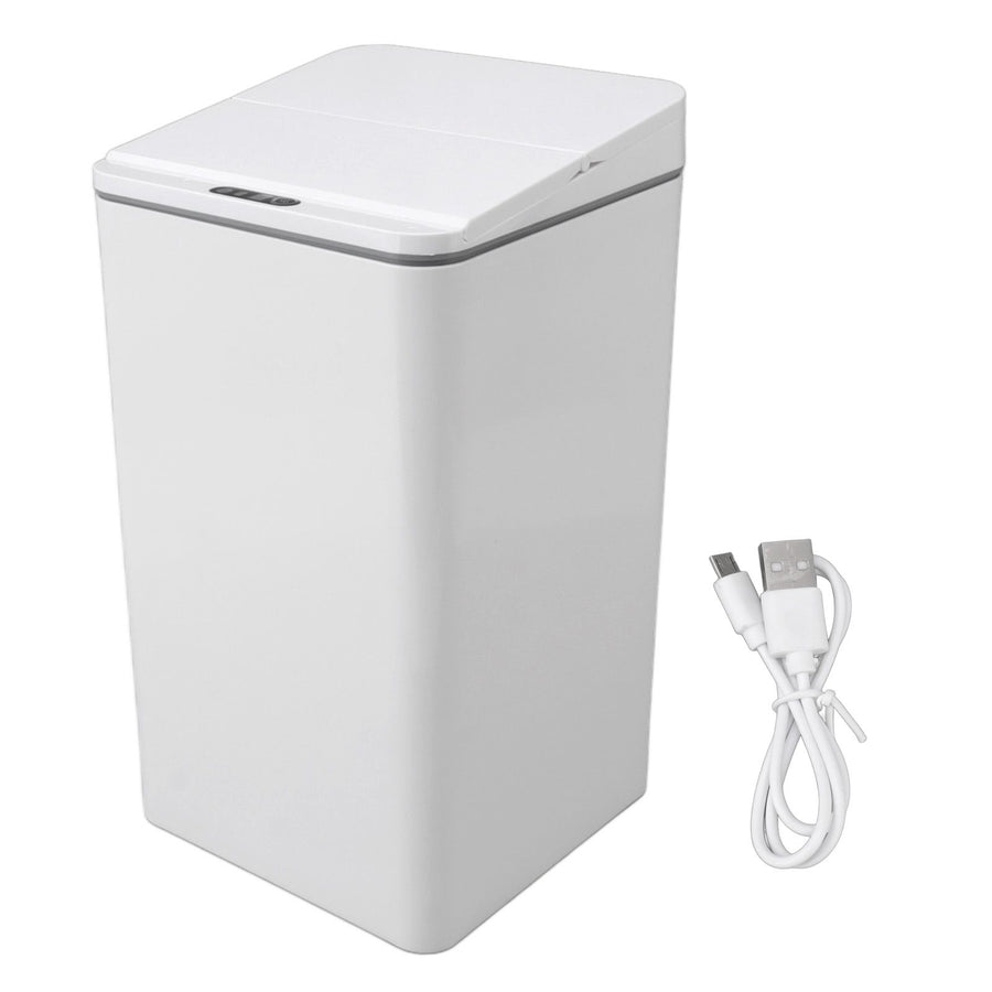 Desktop Sensor Trash Can USB Charging Foldable Lid 9L Intelligent Induction Garbage Bin for Bedroom Bathroom Office White
