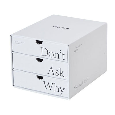 Desk Organizer with Drawer Corrugated Paper 3 Tier Desktop Storage Box for Home Dorm Office White