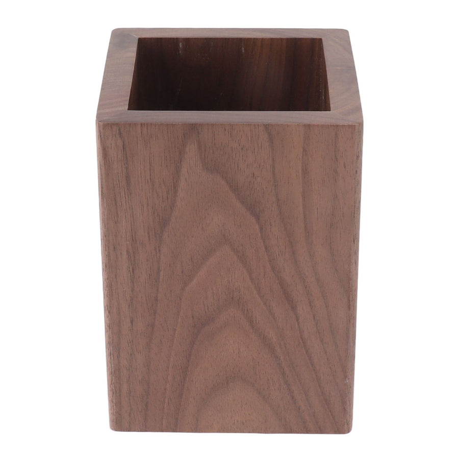 Cooking Utensil Container Smoothing Stable Large Capacity Simple Wooden Pen Holder for Kitchen Family Office Squared(4.3x3.1x3.1in)
