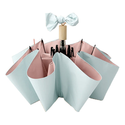 Travel Umbrella Ice Cream Color Sun Rain Proof UV Protection Foldable Portable Umbrella for Men Women Cyan Pink