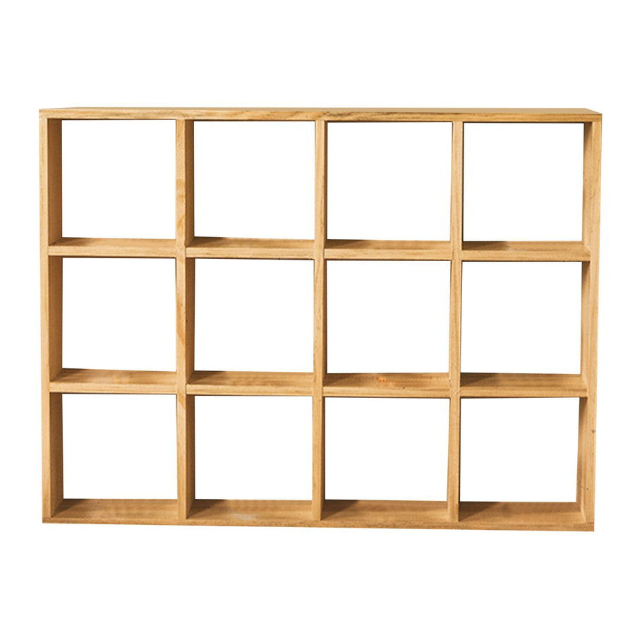 12 Grids Action Figure Wooden Storage Shelf Figure Wood Shadow Box Shelf Organizer for Bedroom Living Room Study Without Back Plate