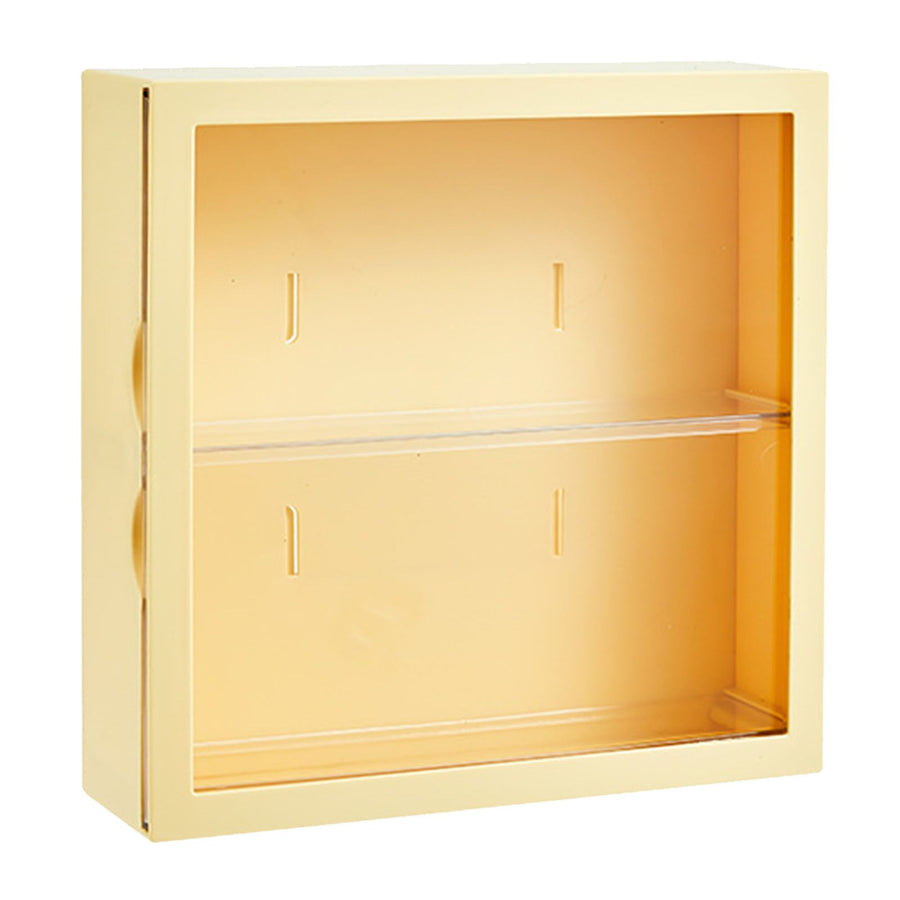 Wall Mounted Showcase Blind Box Figures Display Case Handicraft Storage Display Rack Dust Proof Doll Toy Storage Box Creamy Yellow