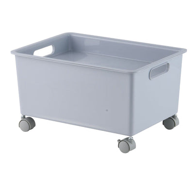 Storage Basket Roller Basket Premium PP Sturdy Portable Movable Easy Storage Large Capacity Organizer Box for Books Clothes Shoes Grey