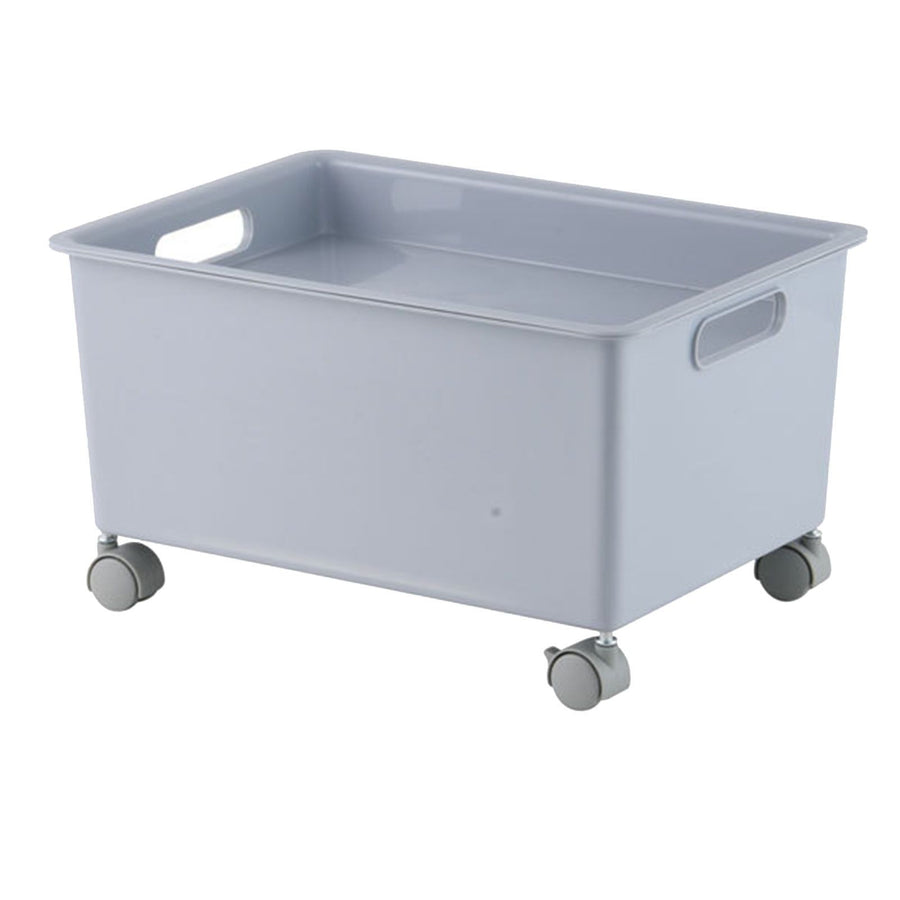 Storage Basket Roller Basket Premium PP Sturdy Portable Movable Easy Storage Large Capacity Organizer Box for Books Clothes Shoes Grey