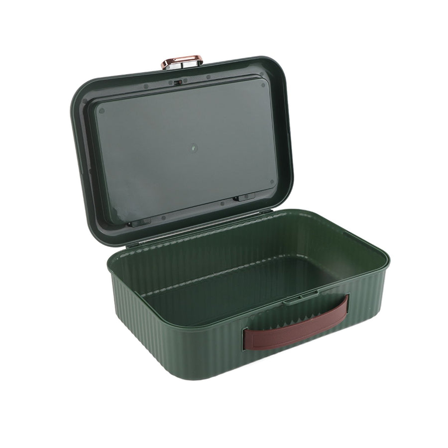 Multifunctional Document Storage Box Large Capacity Two Layer Liner Home Certificate Organizer Blackish Green