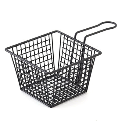 Fryer Basket Iron French Fry Holder Frying Strainer with Handle for Restaurant Home Black