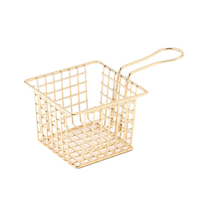 Fryer Basket Iron French Fry Holder Frying Strainer with Handle for Restaurant Home Imitation Gold