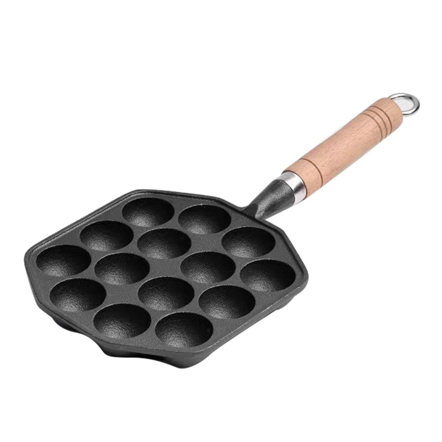 14 Holes Takoyaki Pan Nonstick Cast Iron Octopus Meat Balls Mold Maker with Detachable Handle for Home Pancake Baking
