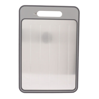 Defrosting Tray Double Sided Grinding Thawing Cutting Board with Sharpener for Frozen Meat Grey