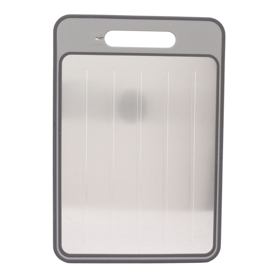 Defrosting Tray Double Sided Grinding Thawing Cutting Board with Sharpener for Frozen Meat Grey