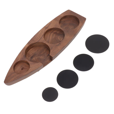 Boat Shape Coffee Tamper Holder Walnut Wood Coffee Distributor Holder Station for Cafe Western Restaurant Bar Family Kitchen 51mm