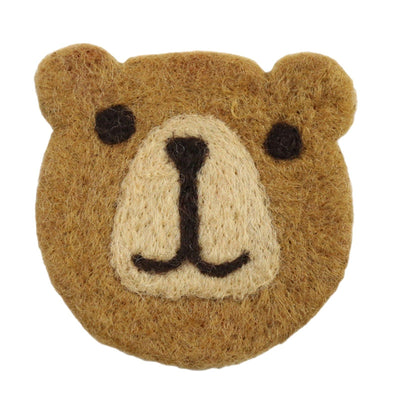 Bear Wool Felt Coaster Cute Soft Insulated Anti Slip Decorative Drink Coaster for Coffee Brown Free Size