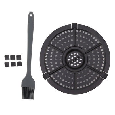 16cm Fryer Replacement Grill Pan Stainless Steel Fryer Grill Pan with Oil Brush for Kitchen