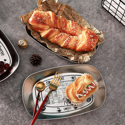 Camping Tinplate Outdoor Dinner Plate Multifunctional Kitchenware European Cutlery Portable Picnic Bowl Coffee Pattern