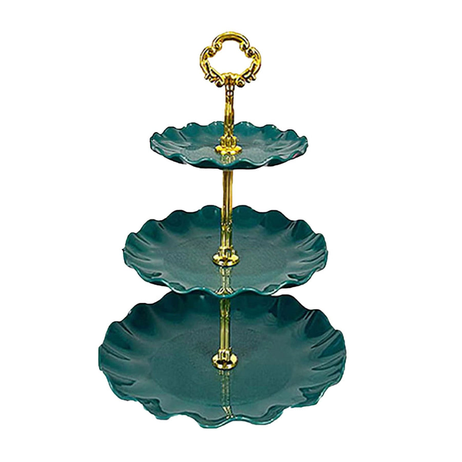 Nordic Style 3 Layer Fruit Plate Tray Plastic 3 Tier Cake Stand Holiday Party Dessert Tray Dark Green