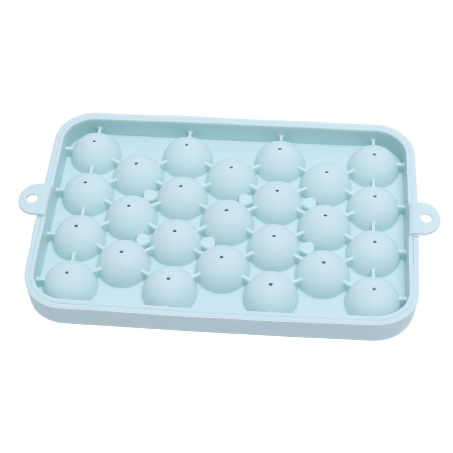 25 Grid Ice Cube Tray Easy Release Silicone Ice Ball Maker Mold Mini Round Ice Sphere Tray with Lid Blue