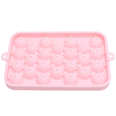25 Grid Ice Cube Tray Easy Release Silicone Ice Ball Maker Mold Mini Round Ice Sphere Tray with Lid Pink