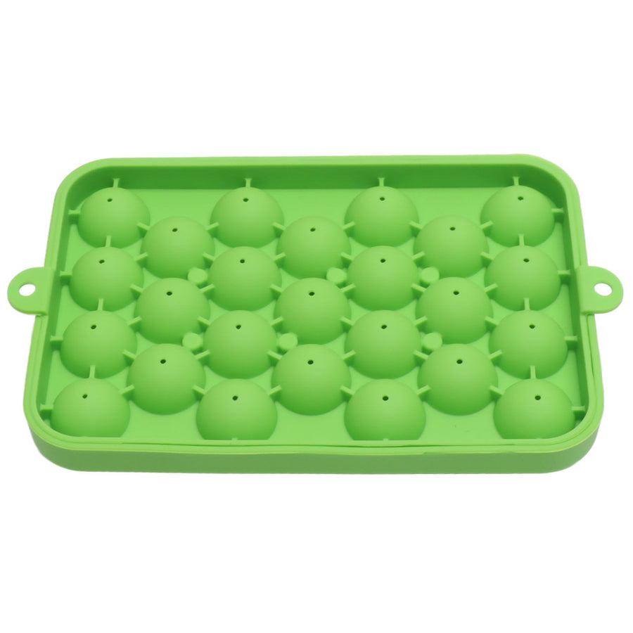 25 Grid Ice Cube Tray Easy Release Silicone Ice Ball Maker Mold Mini Round Ice Sphere Tray with Lid Green