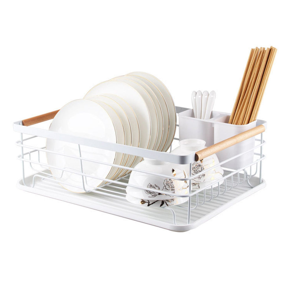 Dish Drainer Kitchen Monolayer Waterproof Cutlery Shelf Tabletop Utensil Storage Shelf White