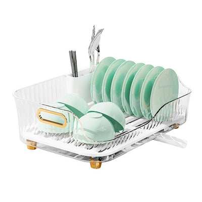 Dish Drying Rack Plastic Visualize Diversion Effluent Dish Diversion Rack for Chopsticks Bowl Plate Spoon Transparent White